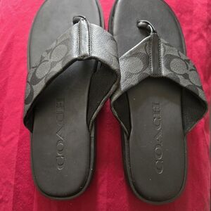 Coach Men’s Black Signature C Logo Slide Sandals